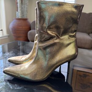 Zara Shimmering Gold Heeled Boots